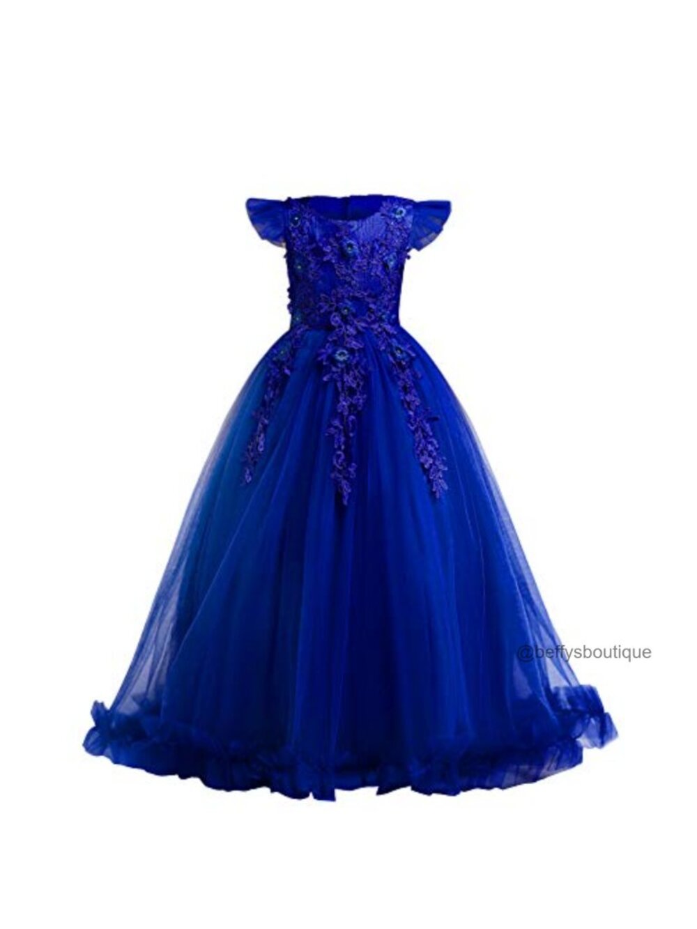 Girls Floral Boho Princess Maxi Dress Tulle Sleeveless Wedding Party